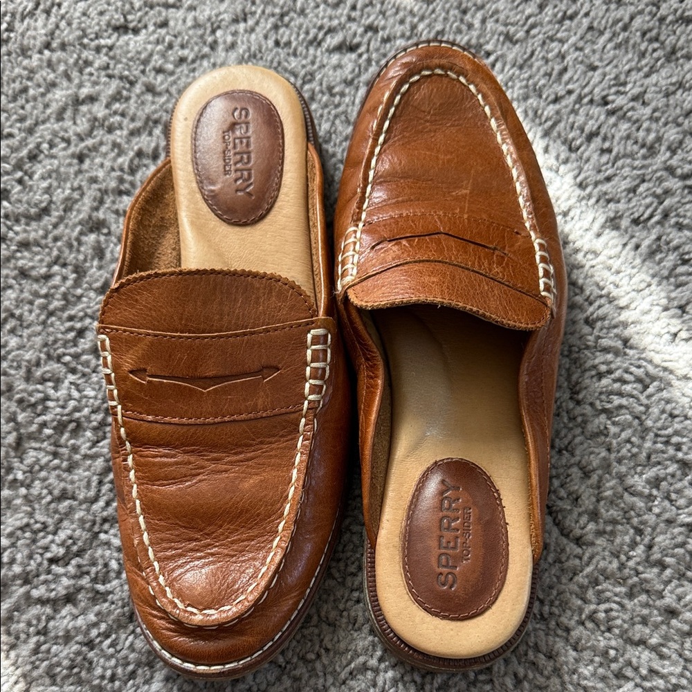 Sperry Tan Leather Slip-On Loafers